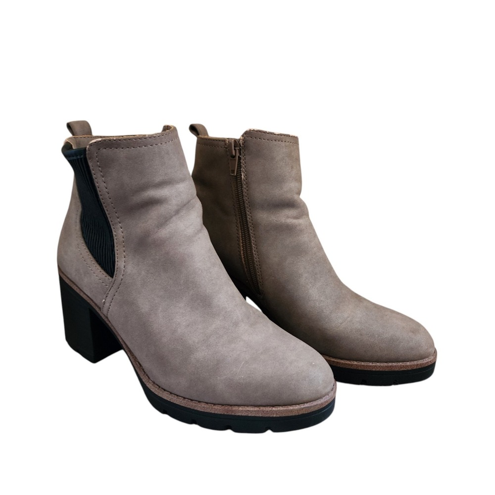 Naturalizer Madalynn Gore Water Repellent Bootie Women 7.5 Tan Suede Block Heel